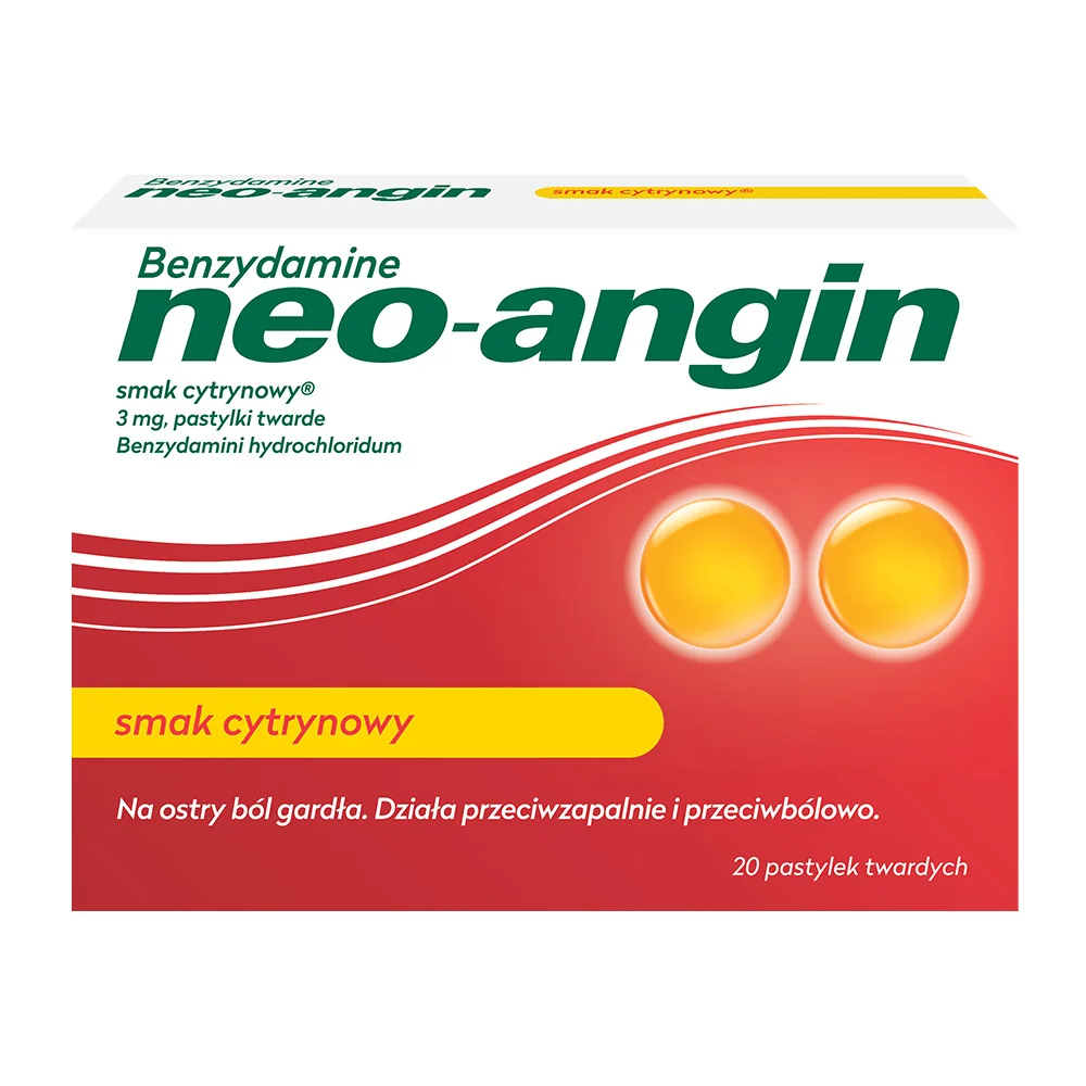 Benzydamine neo-angin 3 mg smak cytrynowy 20 pastylek do ssania