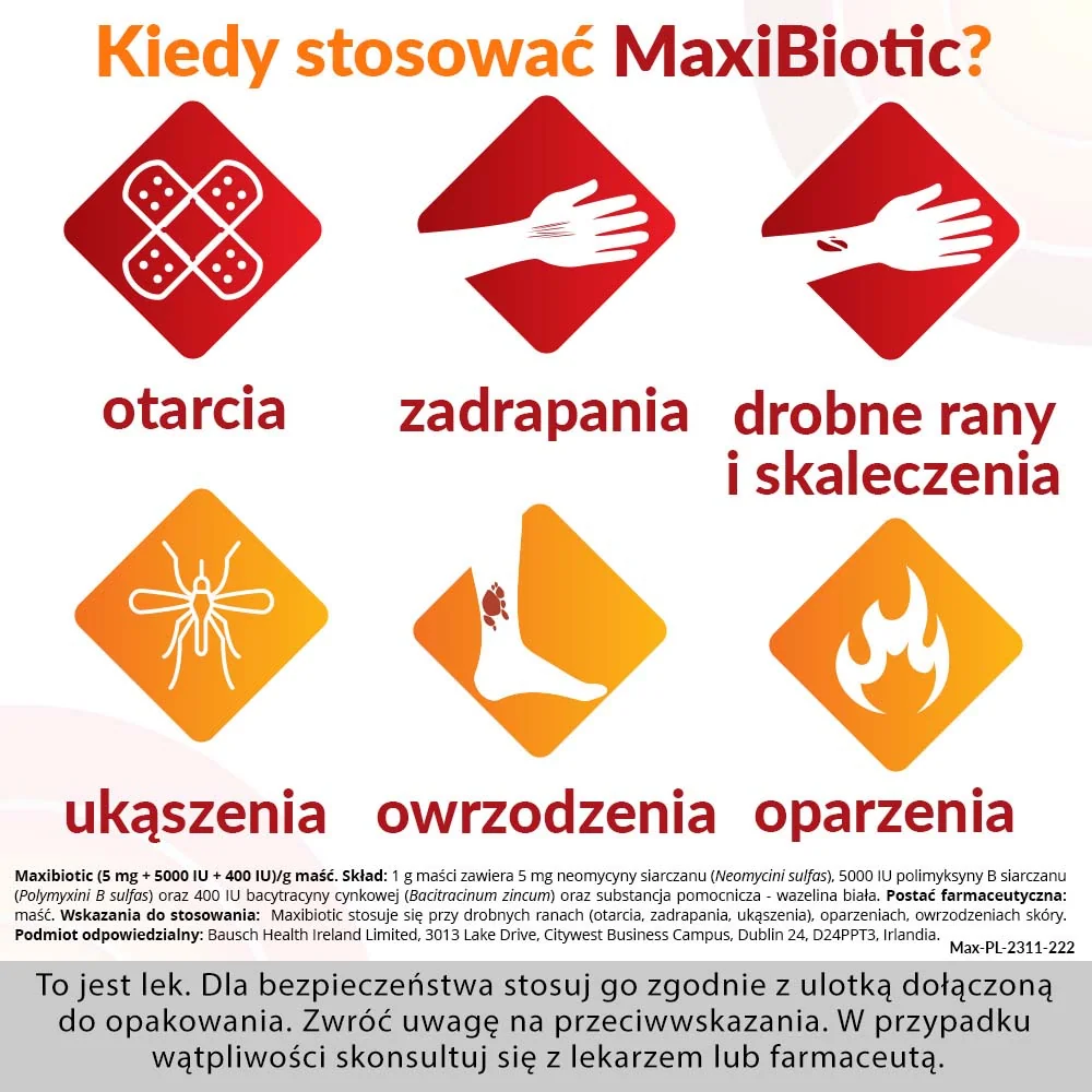 MaxiBiotic (5 mg + 5000 IU + 400 IU)/g maść, 5 g