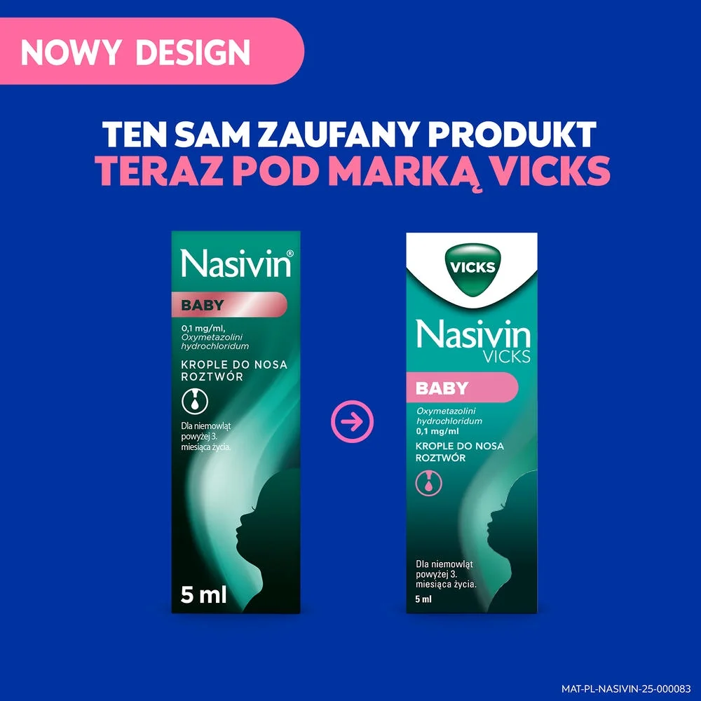 Nasivin Vicks Baby 1 mg/ml, krople do nosa, roztwór, 5 ml