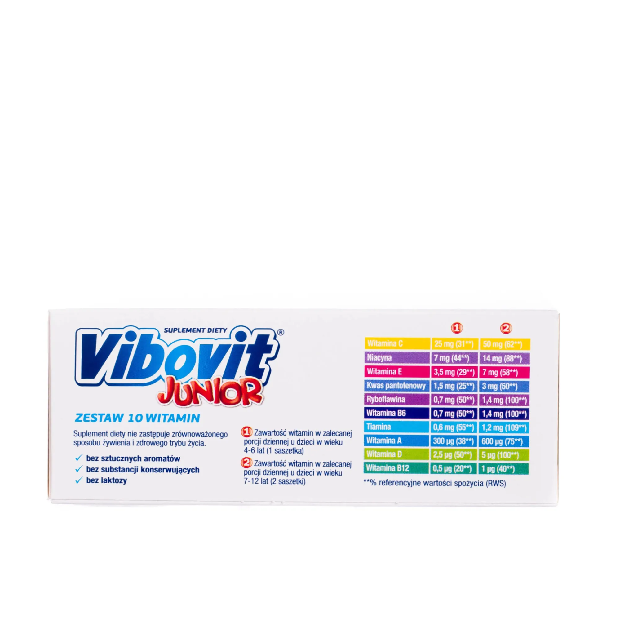 Vibovit Junior - suplement diety zawierający 10 witamin, 30 saszetek o smaku truskawkowym 