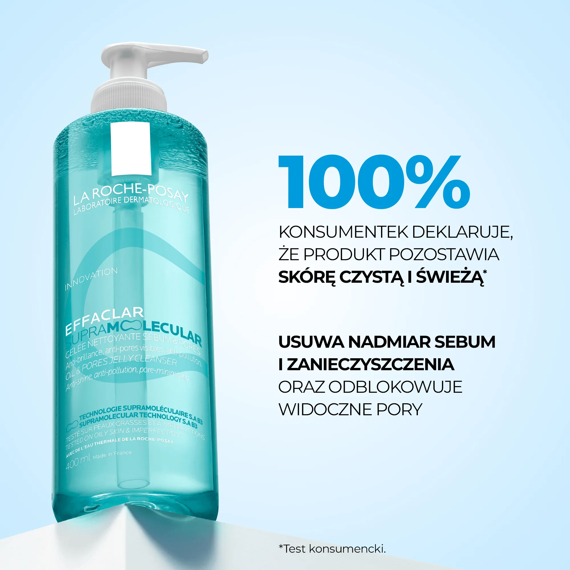 La Roche-Posay Effaclar Supramolecular żel oczyszczający pory i redukujący sebum, 400 ml