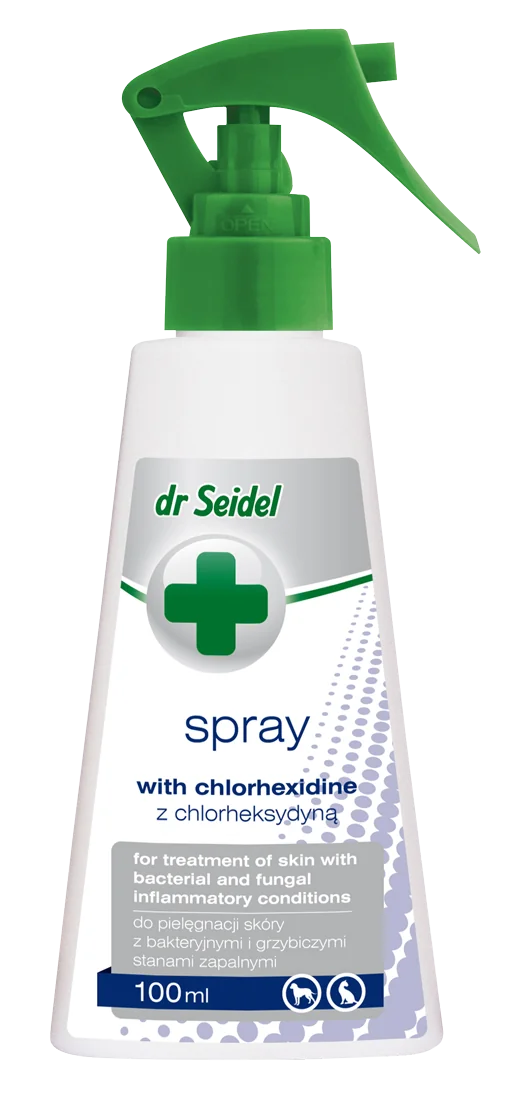 Dr Seidel spray z chlorheksydyną do skóry z bakteryjnymi i grzybiczymi stanami zapalnymi, 100 ml