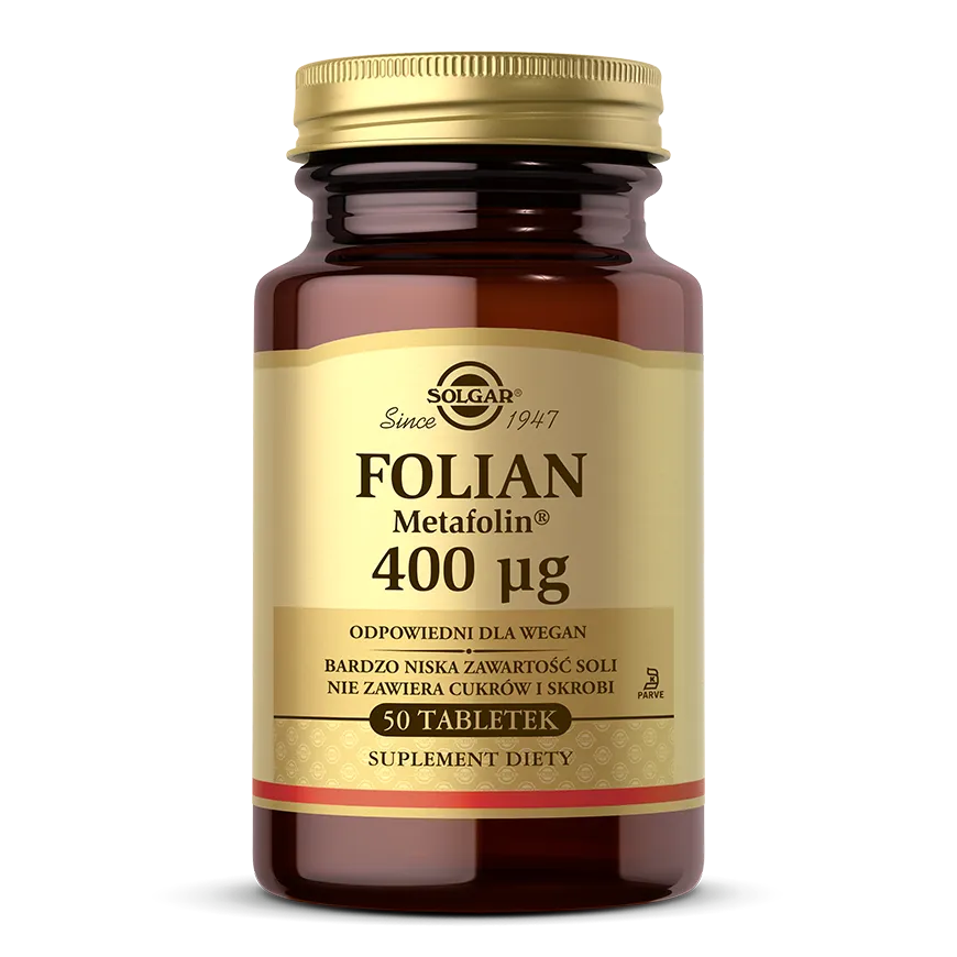 Solgar Folian (Metafolin) 400 µg, suplement diety, 50 tabletek