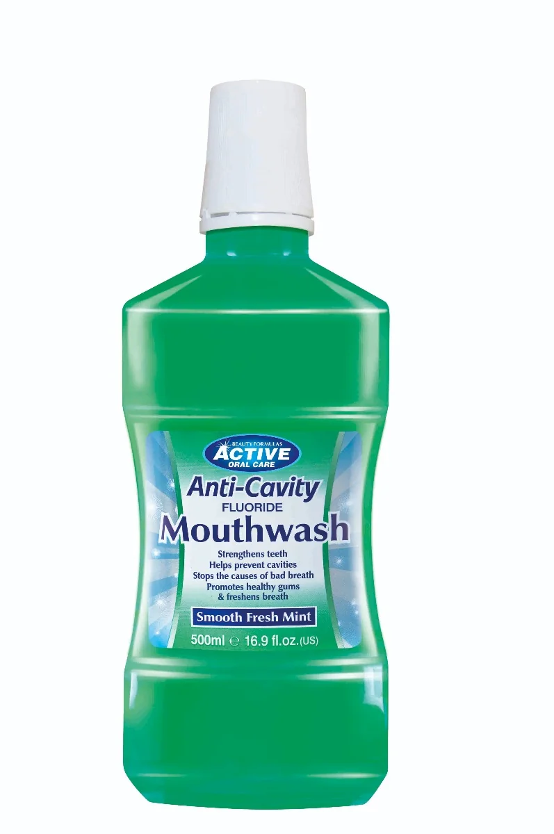 Beauty Formulas Active Oral Care Anti-Cavity płyn do płukania jamy ustnej z fluorem Fresh Mint, 500 ml