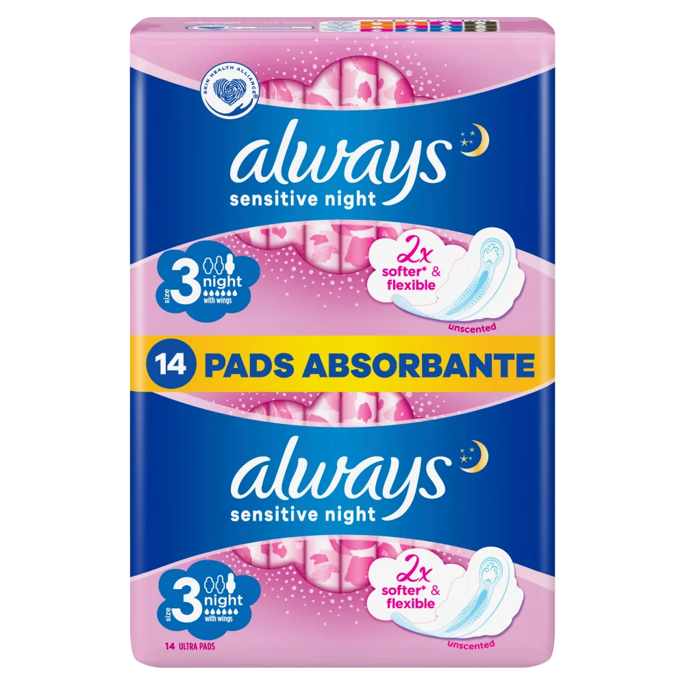 Always Ultra Night Sensitive podpaski ze skrzydełkami na noc, 2 x 7 szt.