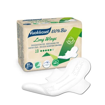 Vuokkoset Bio Long podpaski ze skrzydełkami, 10 szt.