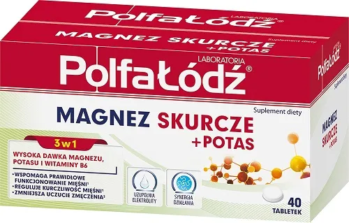 Laboratoria PolfaŁódź Magnez Skurcze + Potas, suplement diety, 40 tabletek