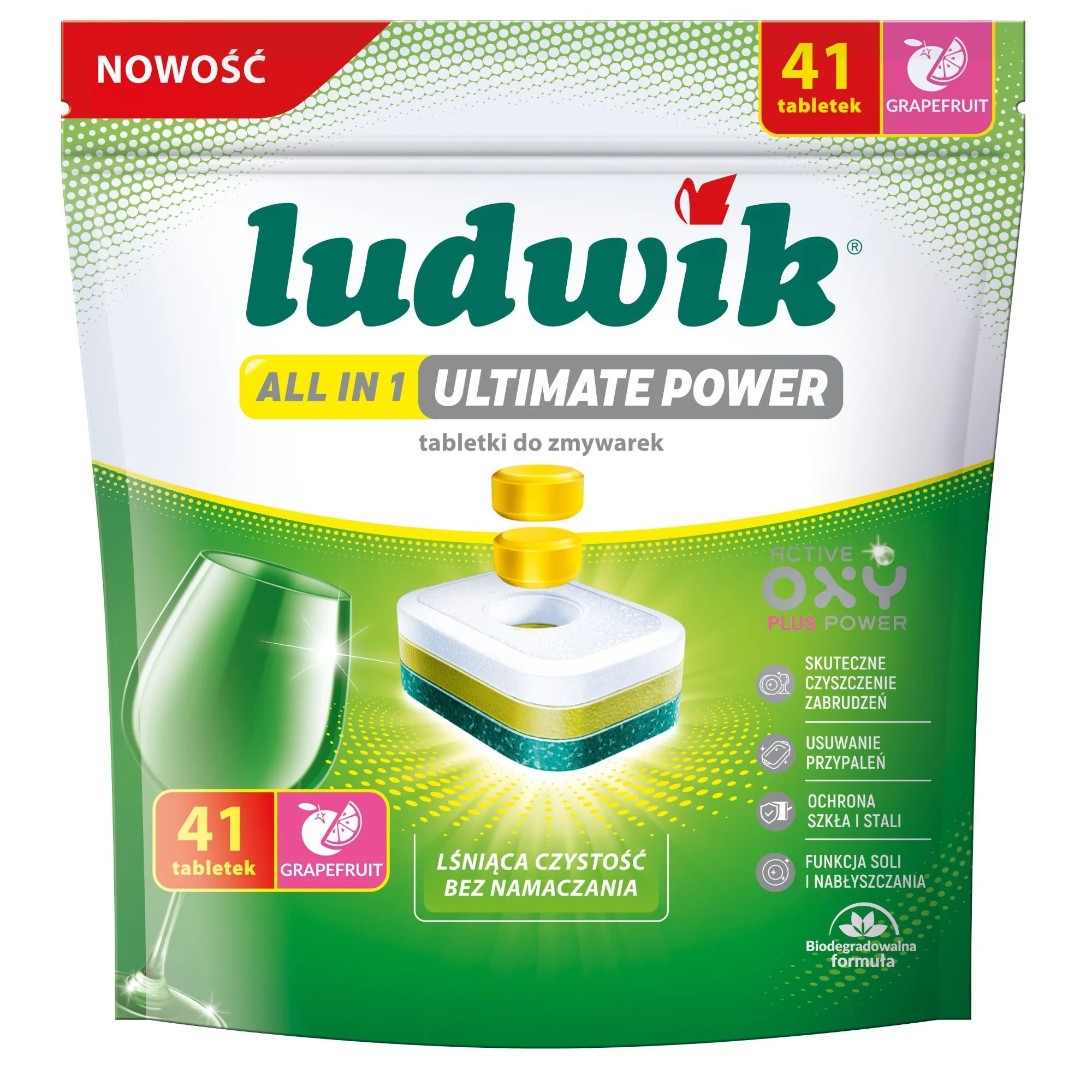 Ludwik All in 1 Ultimate Power tabletki do zmywarek, grapefruit, 41 sztuk