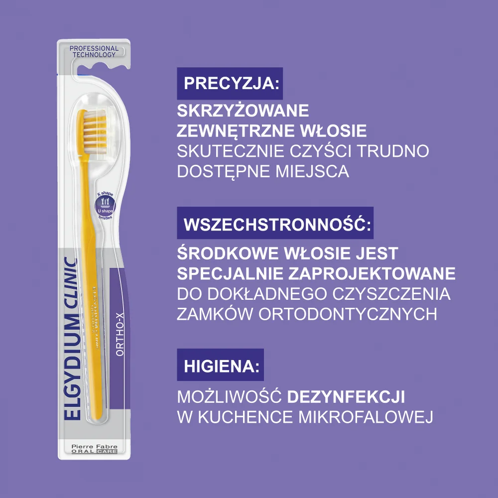 Elgydium Clinic Ortho-X ortodontyczna szczoteczka do zębów, 1 szt.