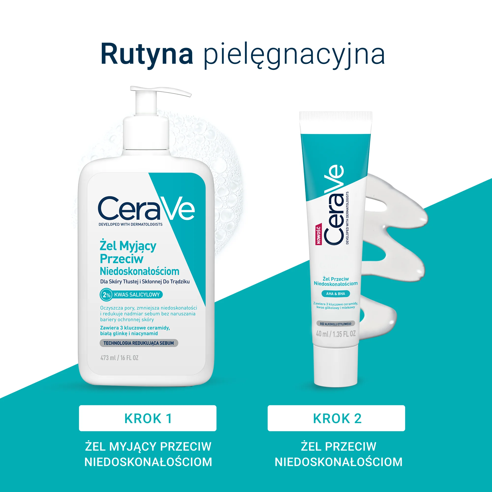 CeraVe żel myjący przeciw niedoskonałościom, 473 ml