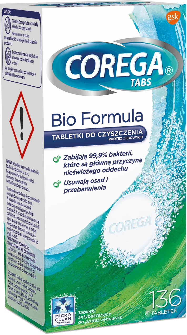 Corega Tabs tabletki do czyszczenia protez zębowych, 136 szt.