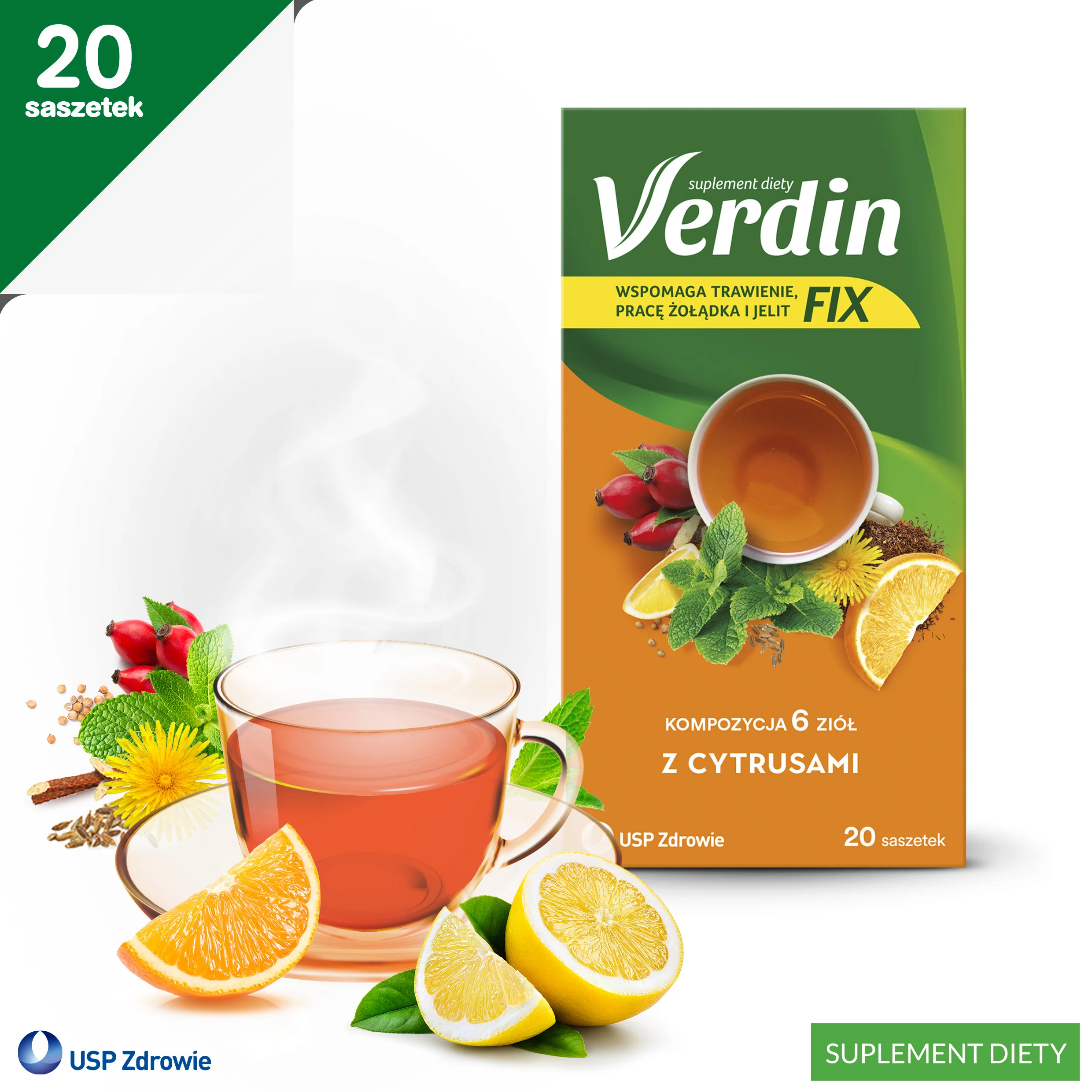 Verdin Fix z Cytrusami susz, 20 saszetek