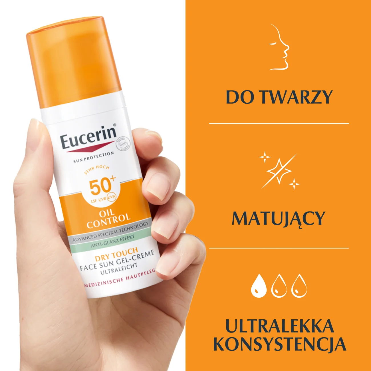 Eucerin Sun Oil Control Dry Touch żel-krem ochronny koloryzujący SPF 50+, 50 ml