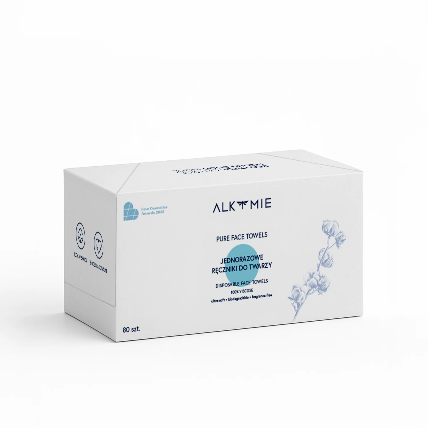 Alkmie Pure Face Towels jednorazowe ręczniki do twarzy, 80 sztuk