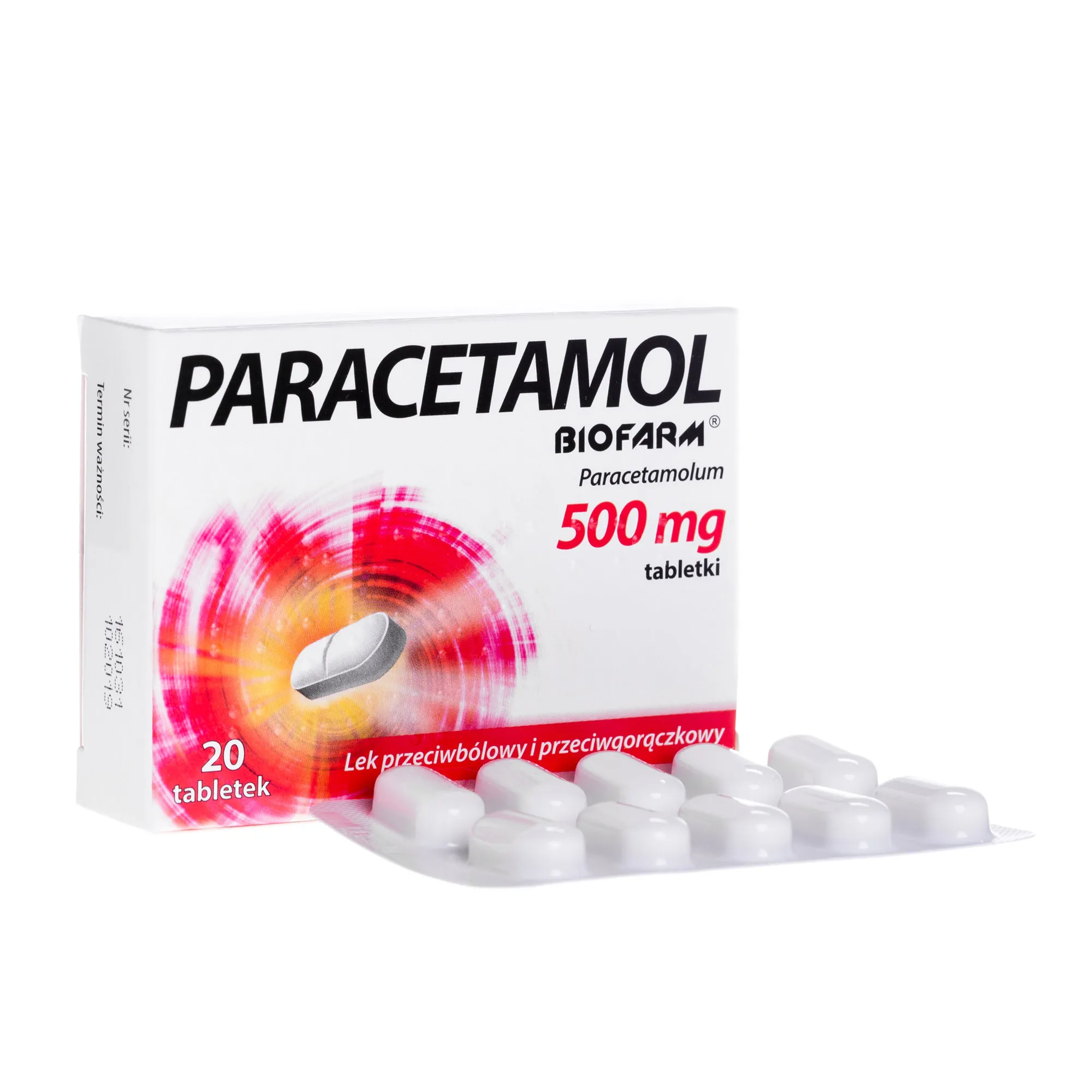 Paracetamol Biofarm, 500 mg, 20 tabletek