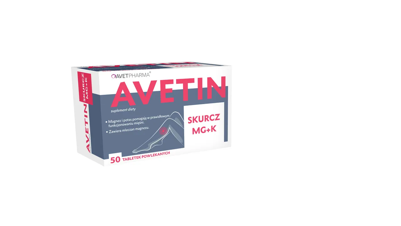 Avetin Skurcz MG+K, suplement diety, 50 tabletek