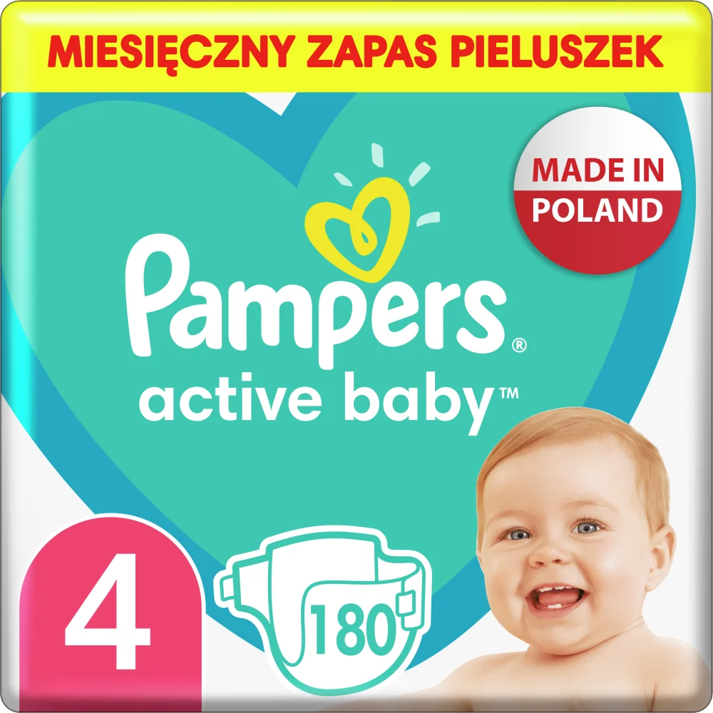 Pampers Active Baby 4 pieluchy, 9-14 kg, 180 szt.