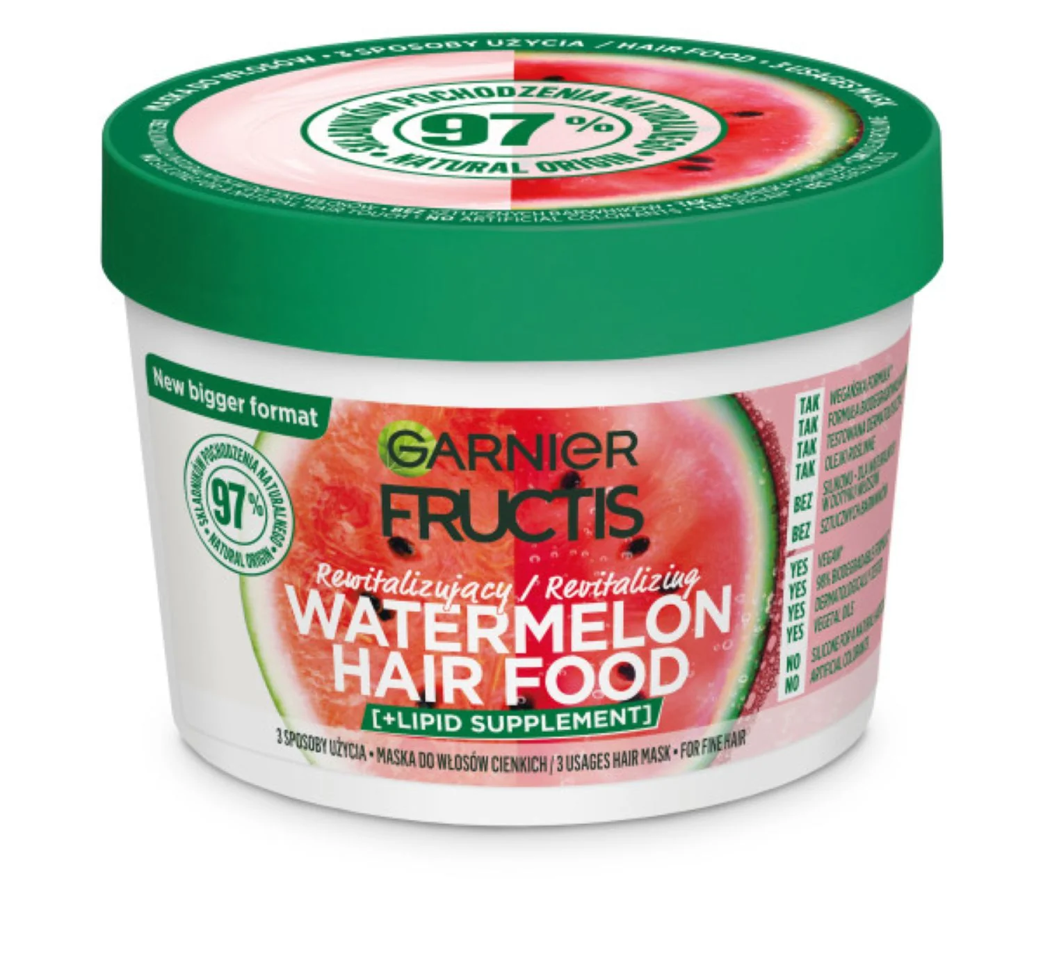 Fructis Watermelon Hair Food rewitalizująca maska do włosów cienkich, 400 ml