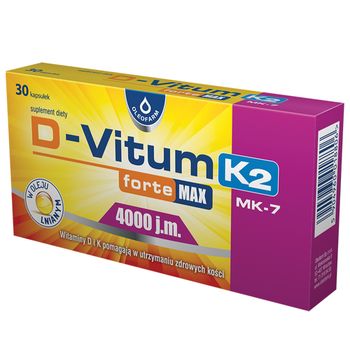 Oleofarm D-Vitum Forte Max 4000 j.m. K2, suplement diety, 30 kapsułek 