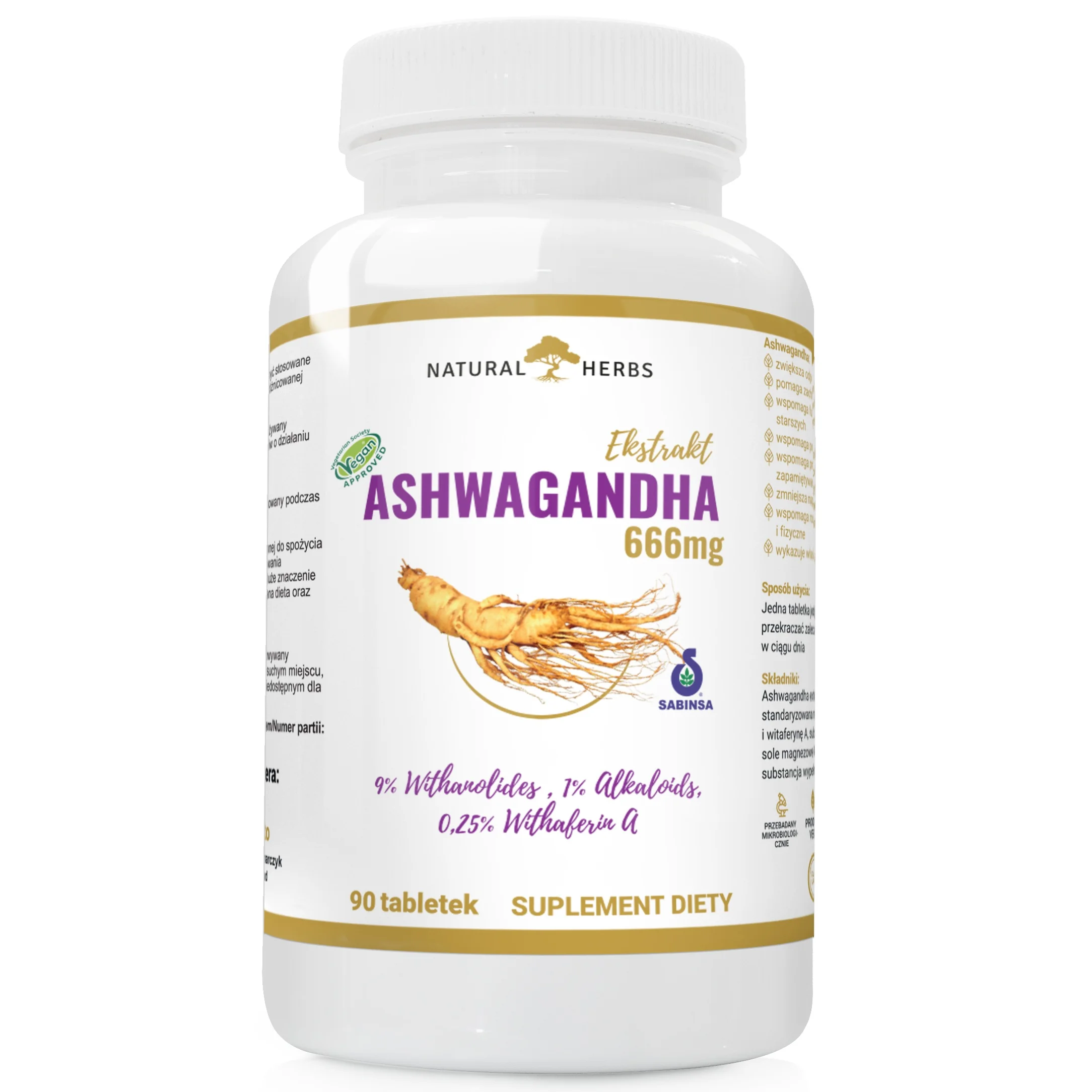 Natural Herbs Ekstrakt Ashwagandha 666 mg 90 tabletek