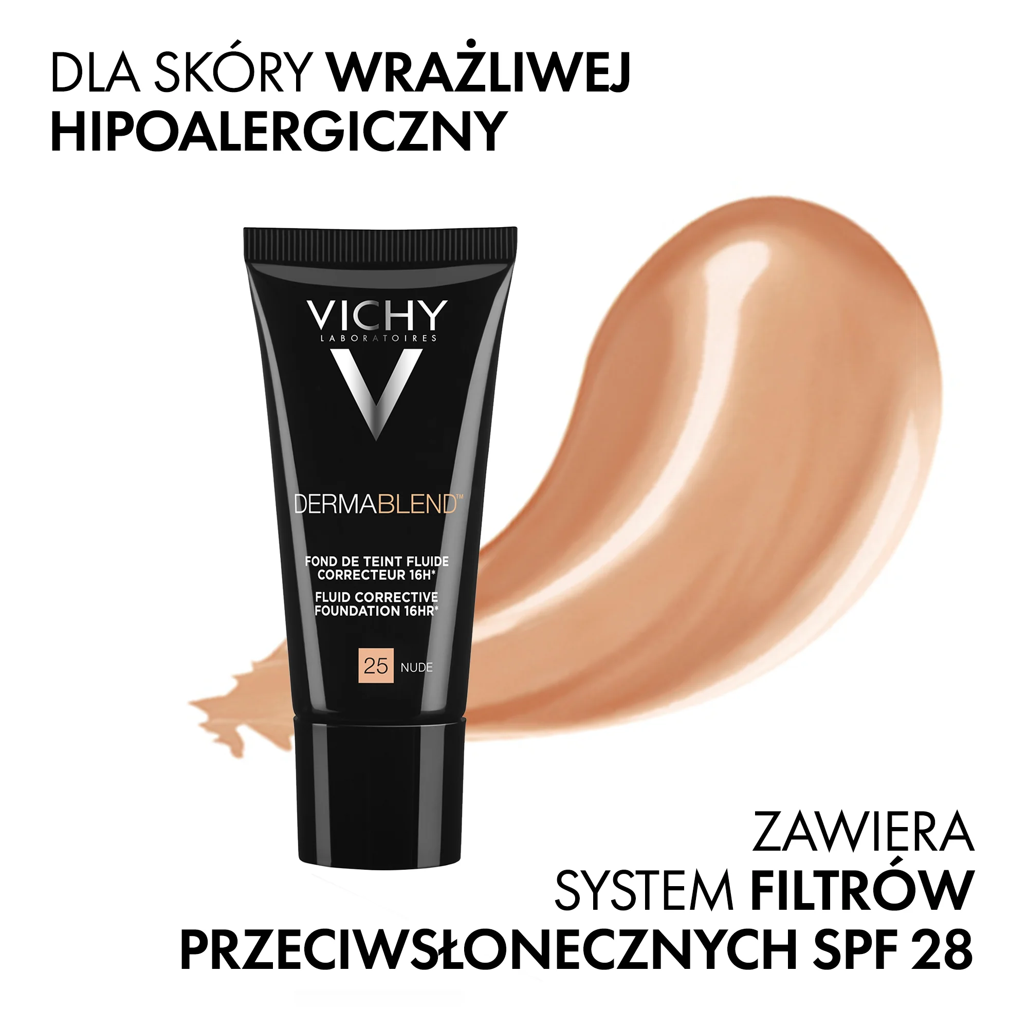 Vichy Dermablend fluid korygujący 16 h, SPF 25, 25 Nude, 30 ml