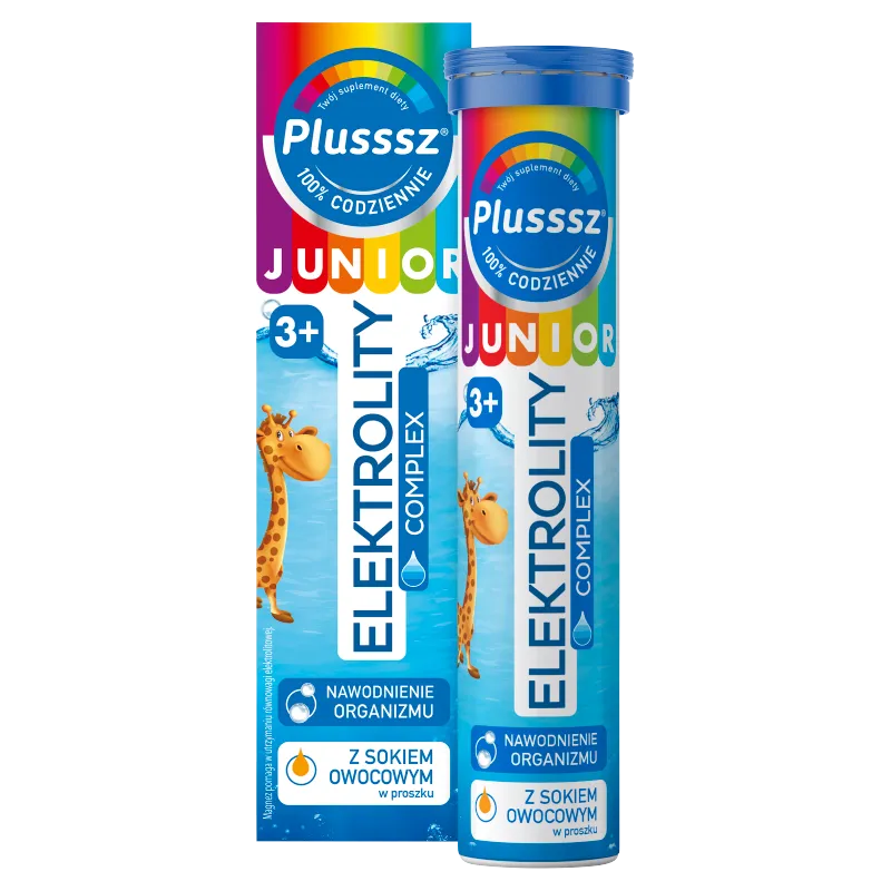 Plusssz Junior Elektrolity Complex, suplement diety, tabletki musujące, 20 sztuk 