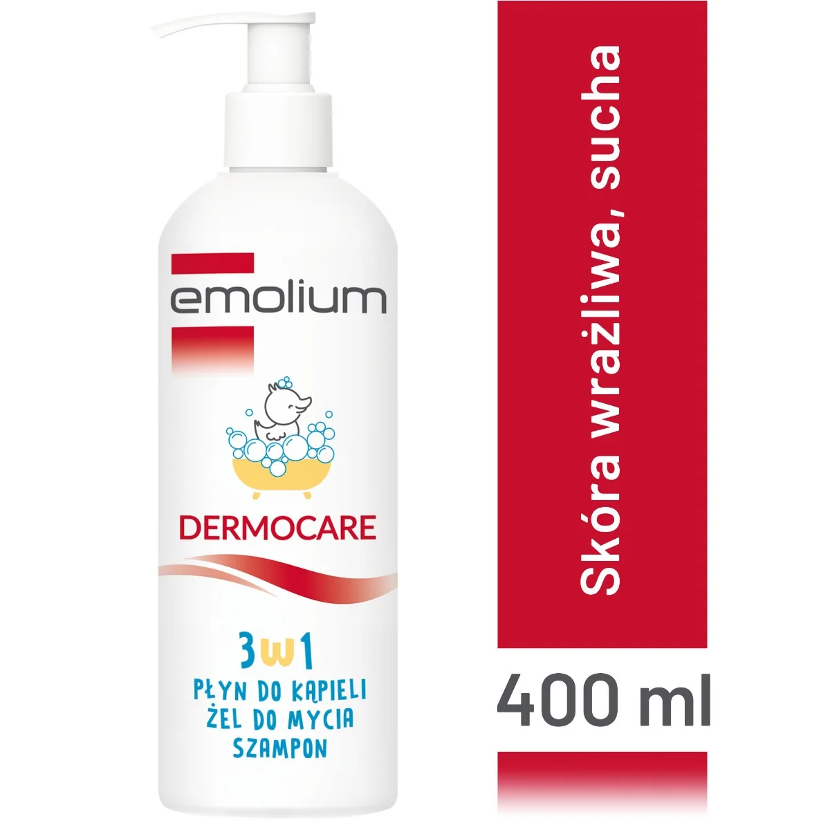 Emolium Dermocare 3w1 płyn do kąpieli, żel, szampon, 400 ml