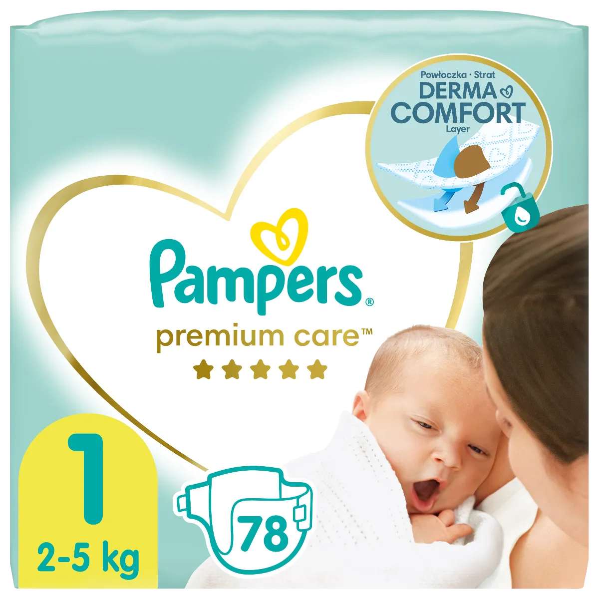 Pampers Premium Care, pieluchy, rozmiar 1, 2-5 kg, 78 sztuk