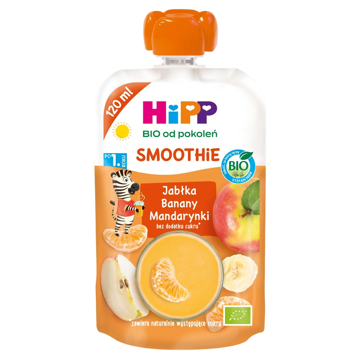 HiPP BIO od pokoleń smoothie jabłka-banany-mandarynki po 12. miesiącu, 120 ml