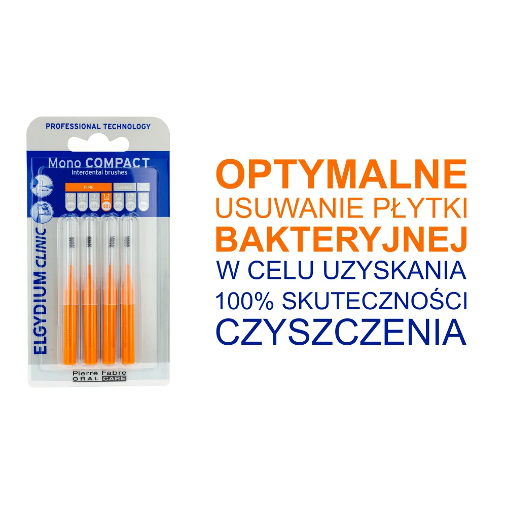 Elgydium Clinic Mono Compact szczoteczka międzyzębowa ISO 3 1,2 mm pomarańczowa, 4 szt.