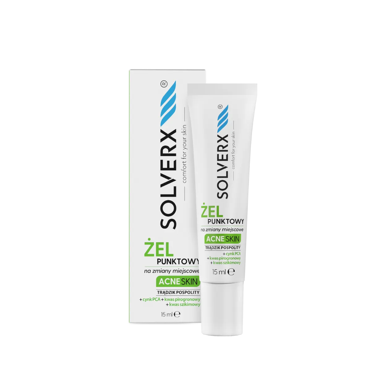 Solverx Acne Skin żel punktowy na niedoskonałości, 15 ml
