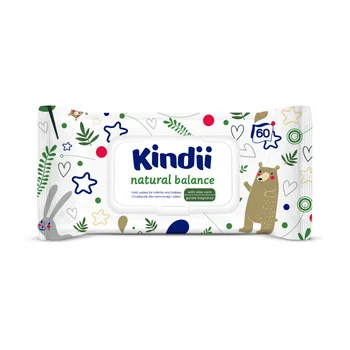 Kindii Natural Balance chusteczki dla niemowląt i dzieci, 60 szt.
