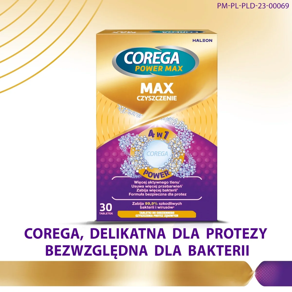 Corega Power Max tabletki do codziennego czyszczenia protez zębowych, 30 sztuk