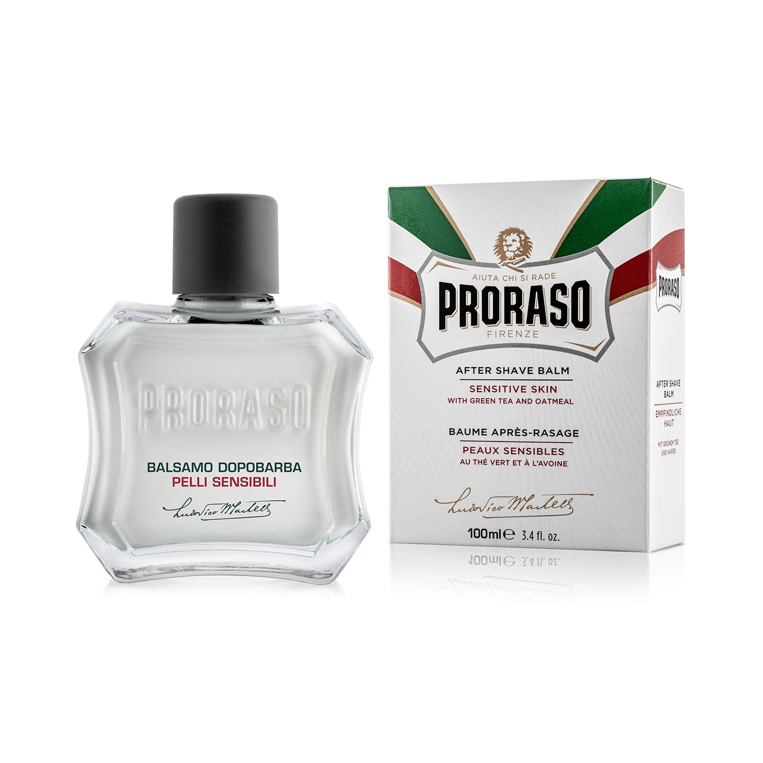 Proraso kojący balsam po goleniu do skóry wrażliwej z wyciągiem z owsa i białej herbaty, 100 ml