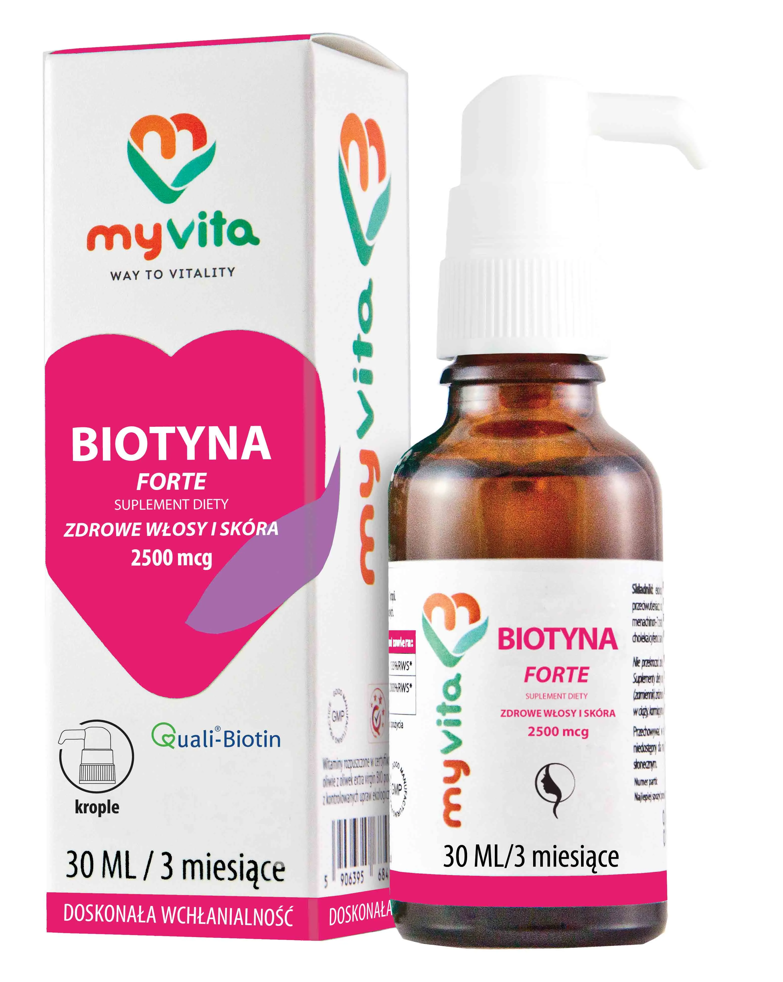 MyVita, Biotyna Forte 2500mcg,  suplement diety, 30ml
