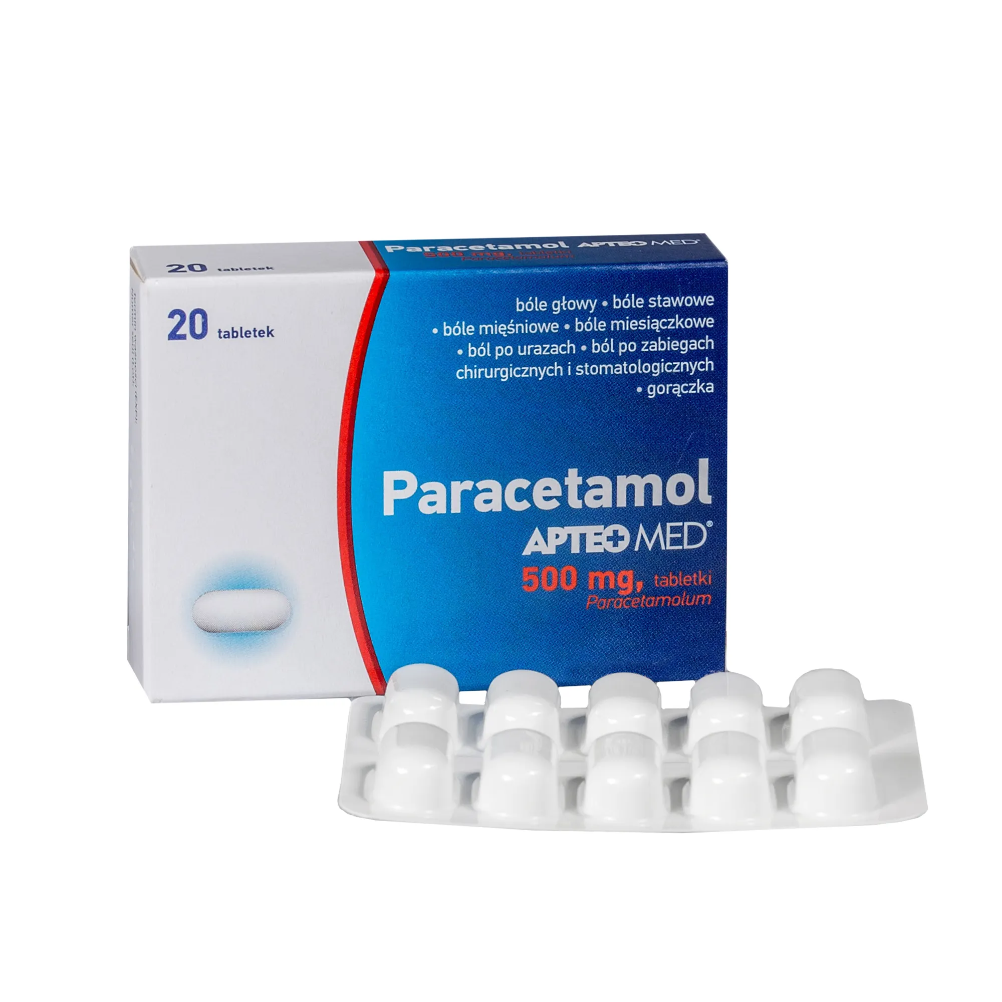 Paracetamol Apteo Med, 500 mg, 20 tabletek