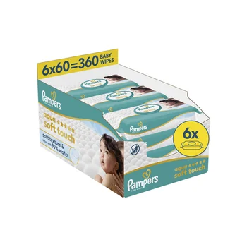 Pampers Aqua Soft Touch chusteczki nawilżane dla dzieci, 60 sztuk