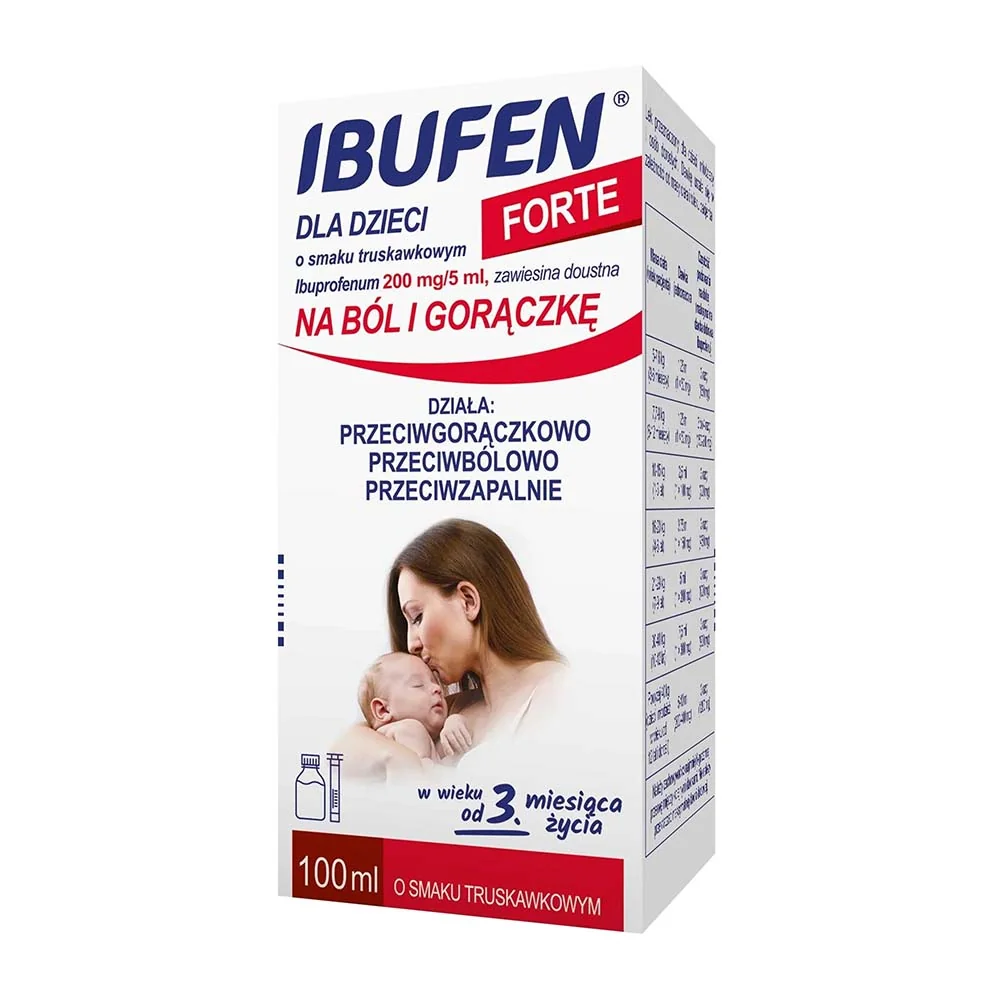 Ibufen Forte 200 mg/5 ml syrop dla dzieci o smaku truskawkowym, 100 ml