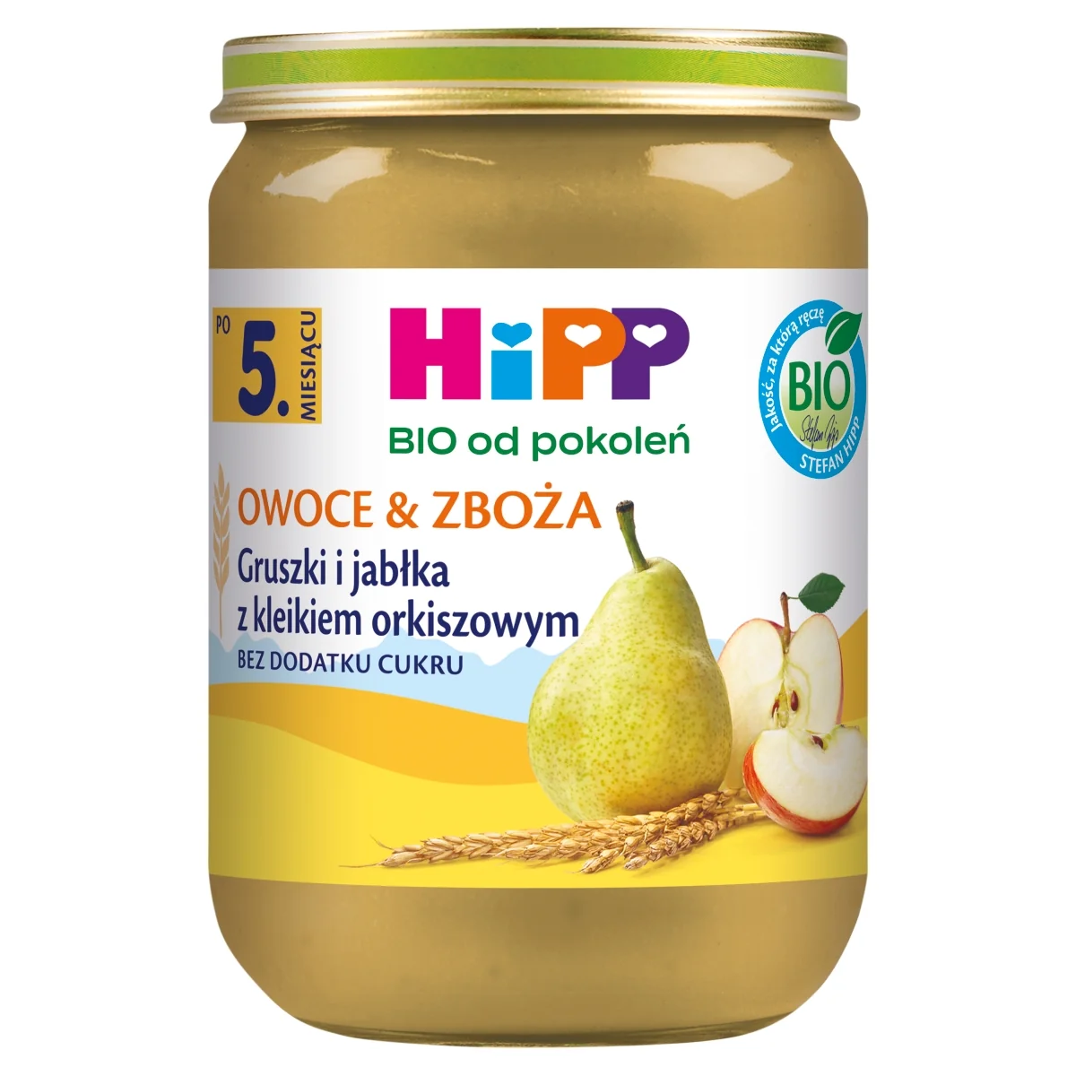 HiPP BIO od pokoleń gruszki i jabłka z kleikiem orkiszowym po 5. miesiącu, 190 g