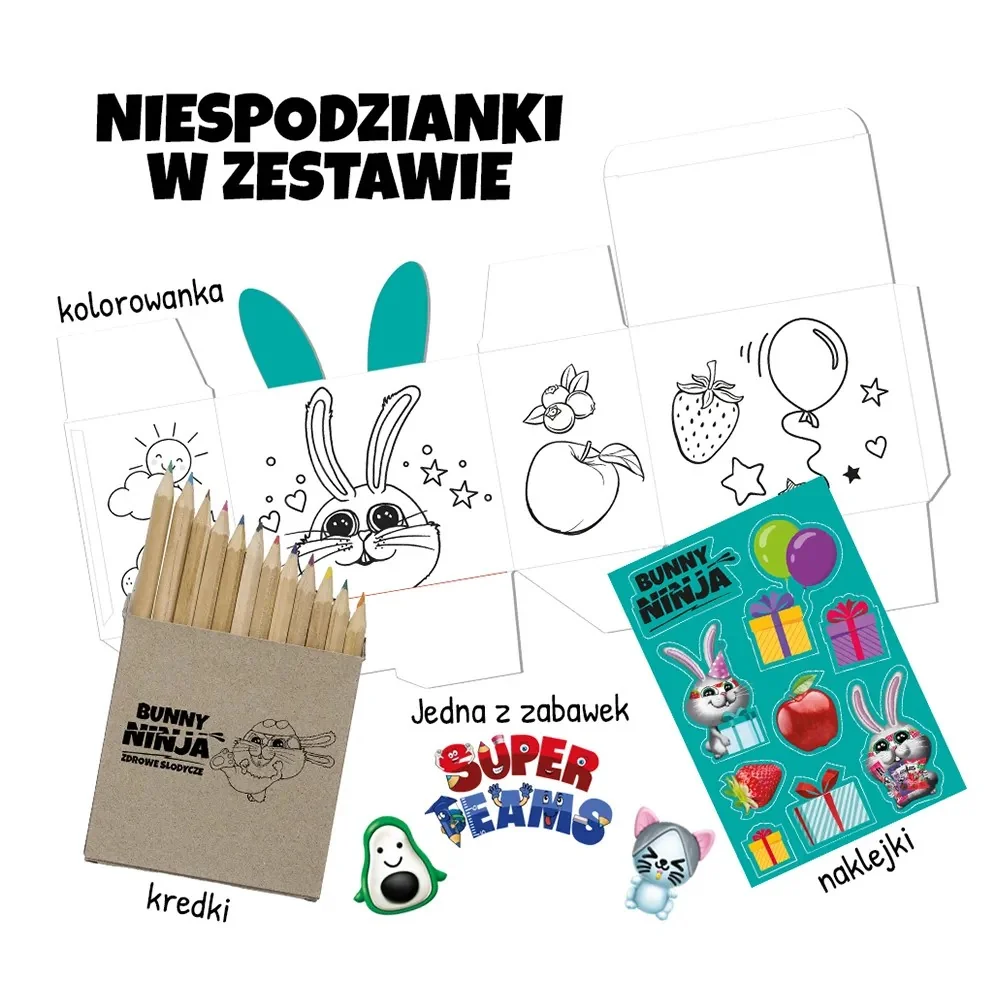 BUNNY NINJA gift box zestaw owocowych słodyczy, 108 g