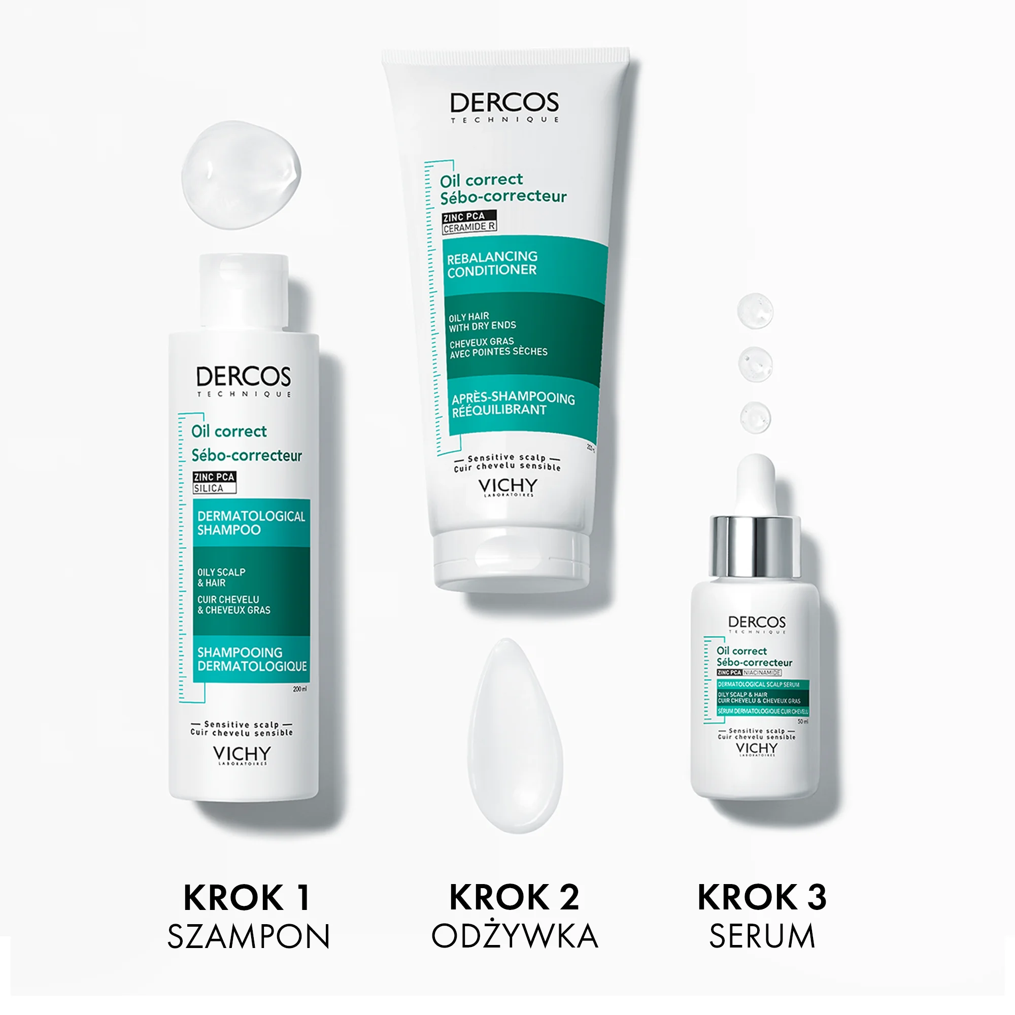 Vichy Dercos Oil Correct szampon normalizujący, 200 ml