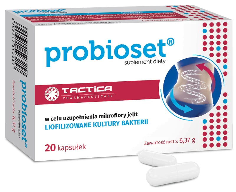 Probioset suplement diety, synbiotyk, 20 kapsułek
