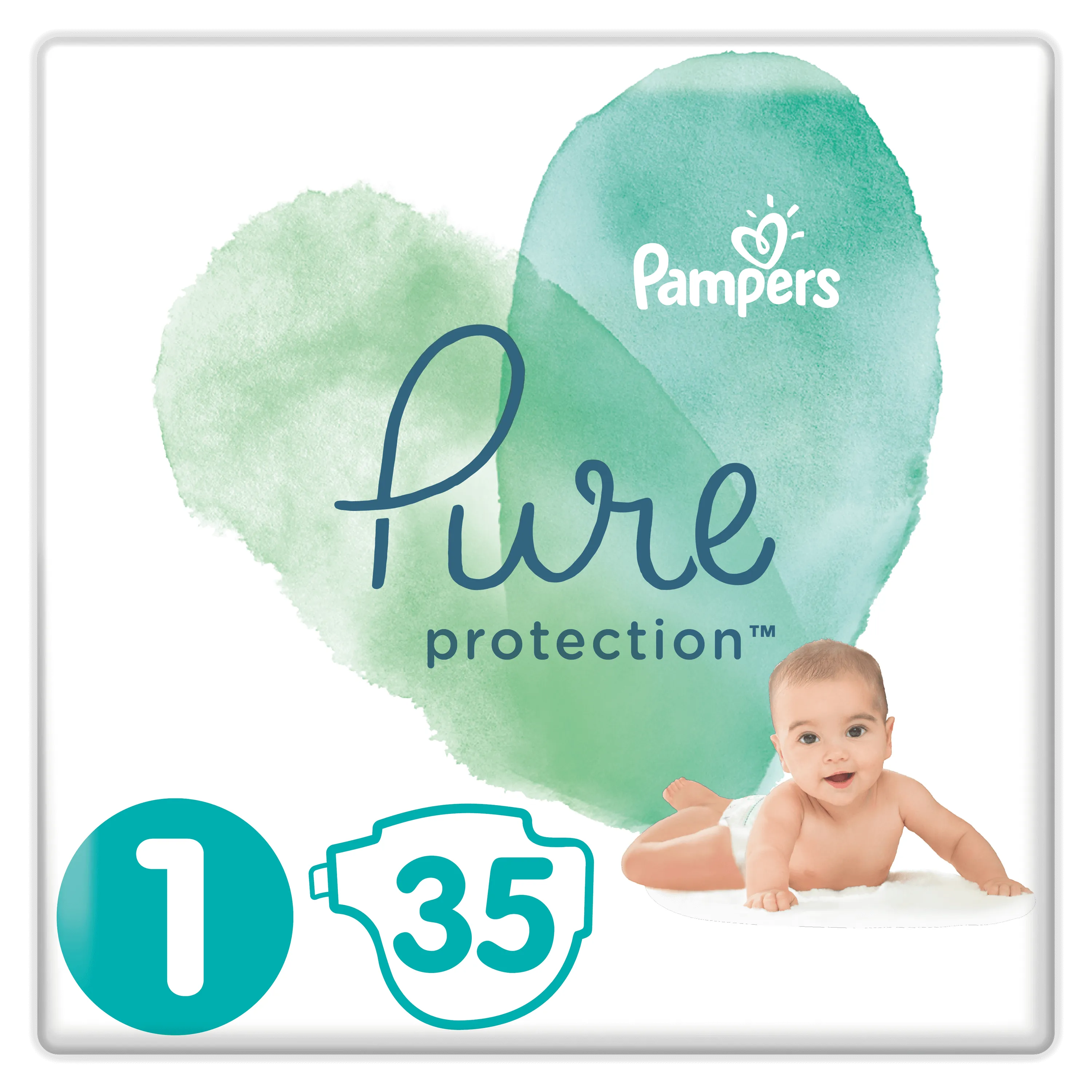 Pampers Pure Protection, pieluchy, rozmiar 1, 2-5 kg, 35 sztuk
