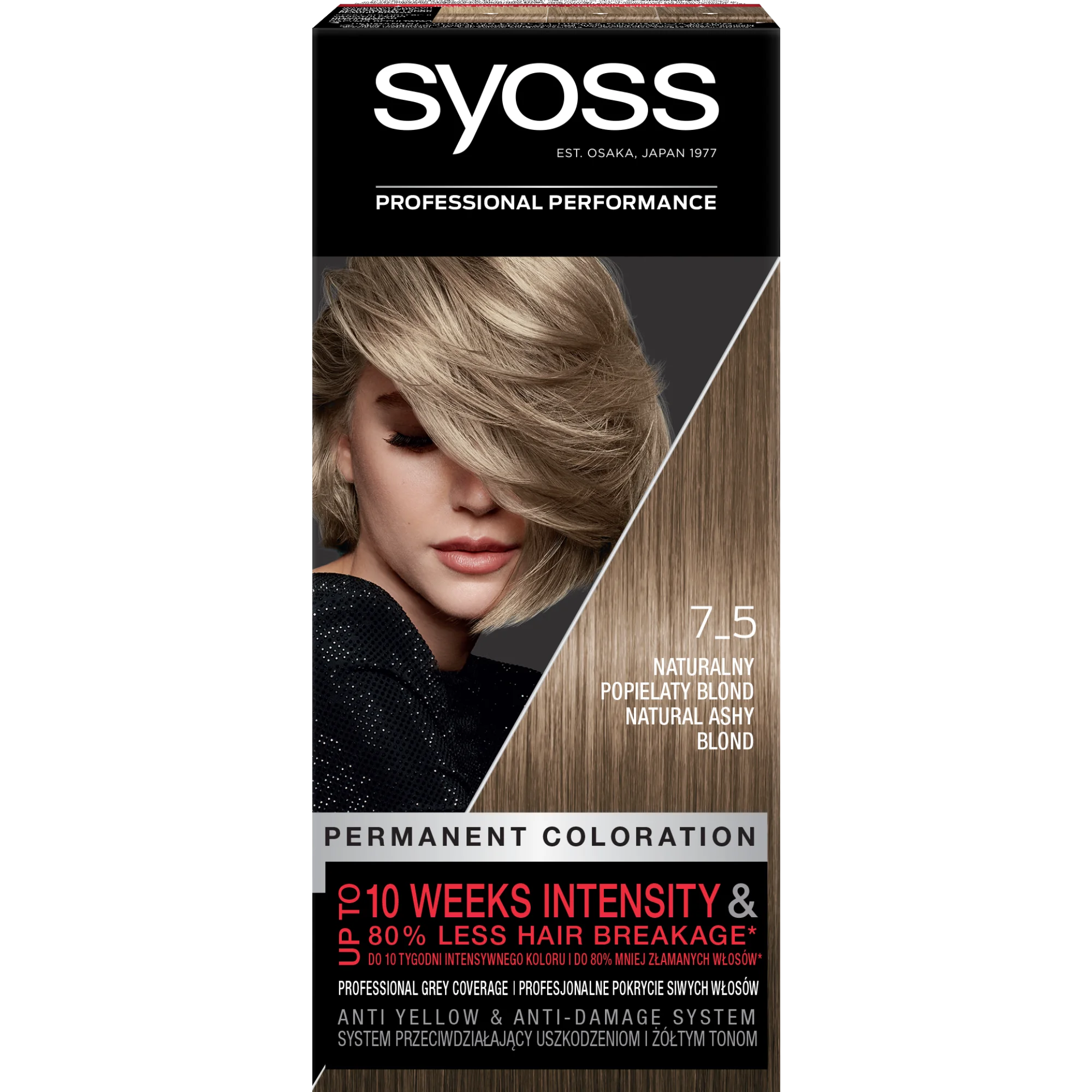 Syoss Permanent Coloration farba do włosów trwale koloryzująca 7-5 Naturalny Popielaty Blond, 1 szt.