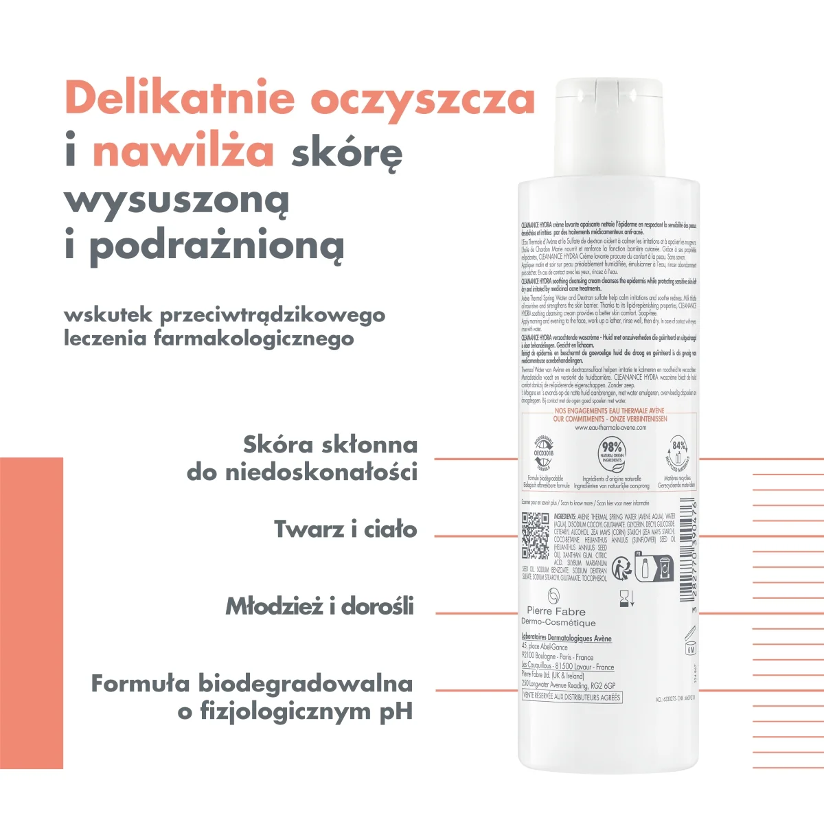 Avène Cleanance Hydra oczyszczający krem łagodzący, 200 ml