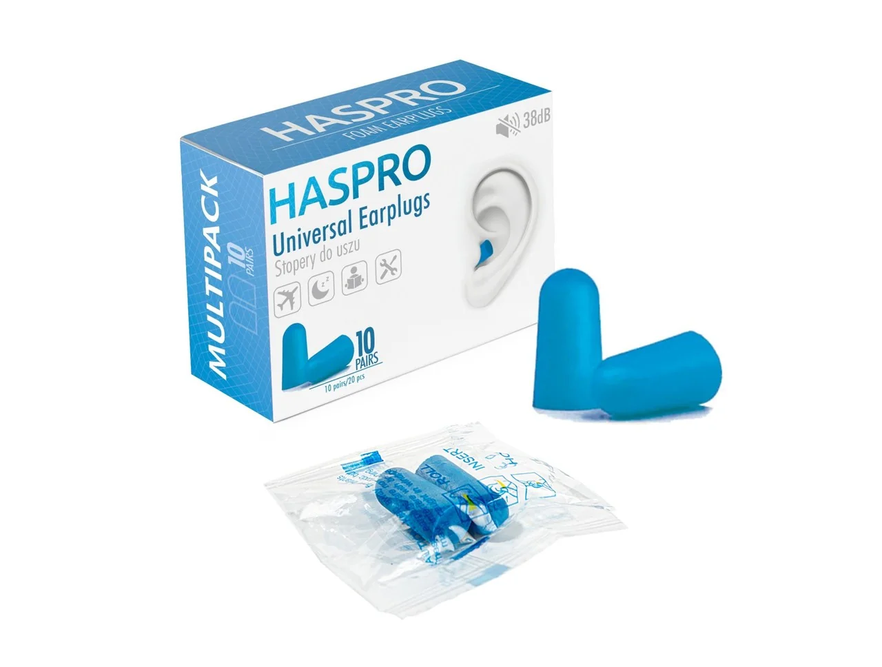 Haspro Multi 10 stopery do uszu kolor niebieski, 10 par