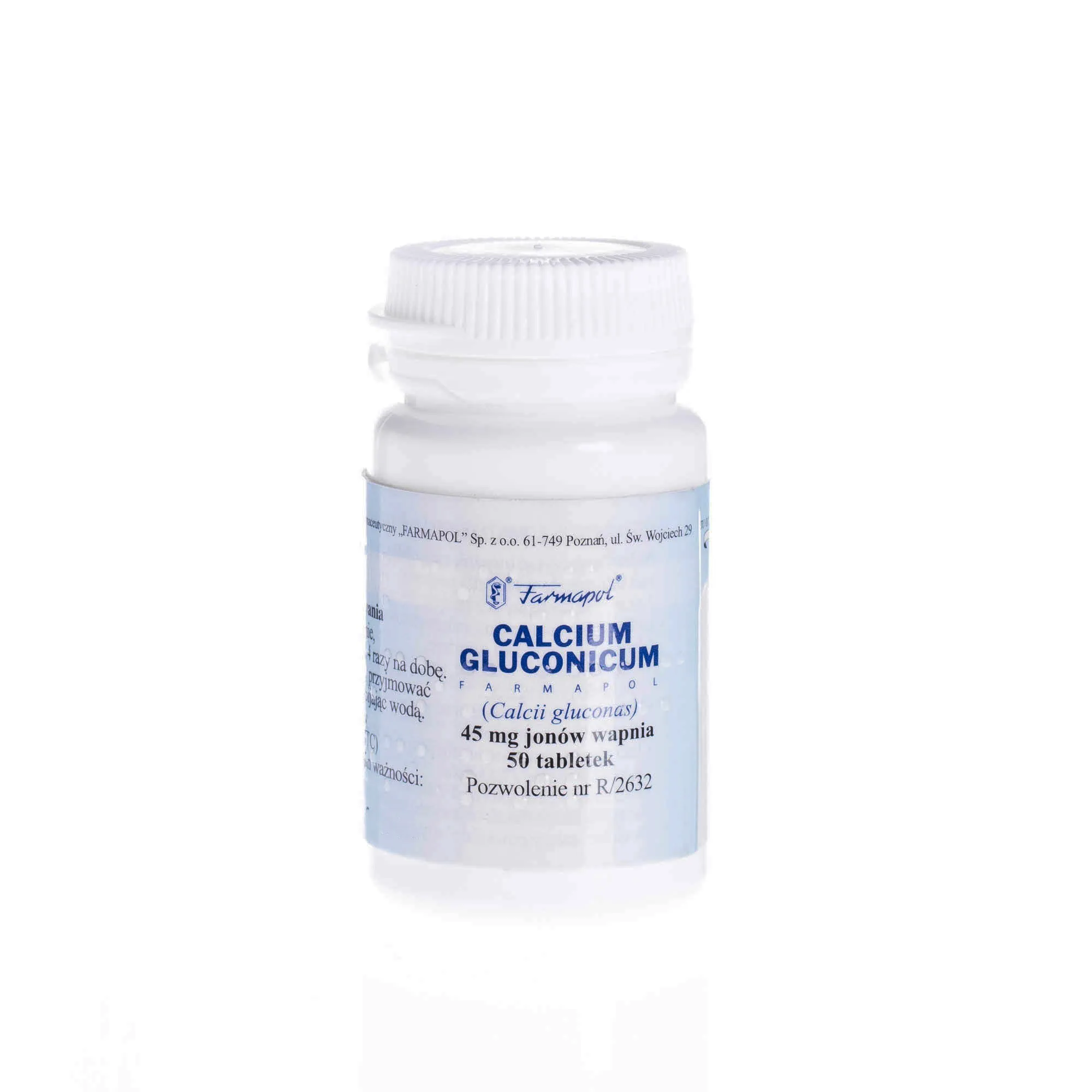 Calcium Gluconium Farmapol, 45 mg jonów wapnia, 50 tabletek