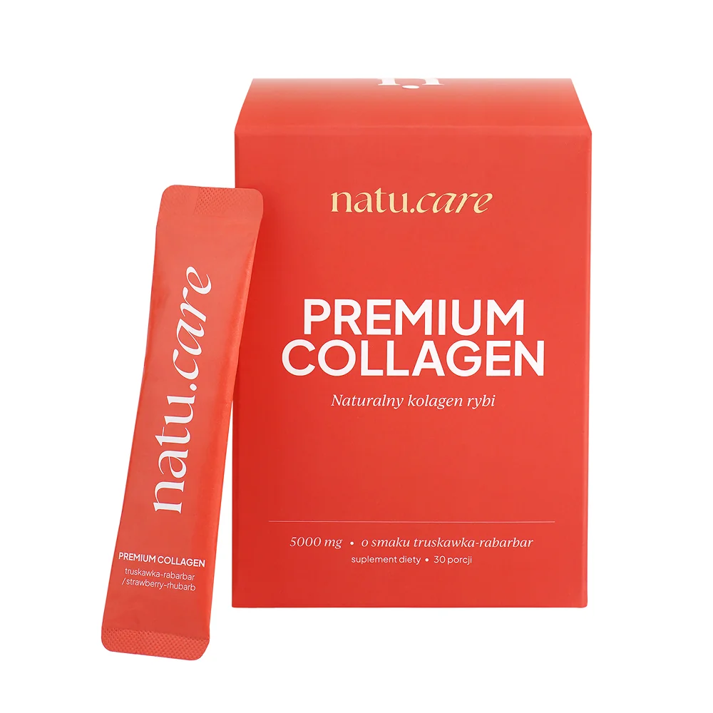 Natu.Care Premium Kolagen Rybi o smaku truskawka-rabarbar, 30 saszetek