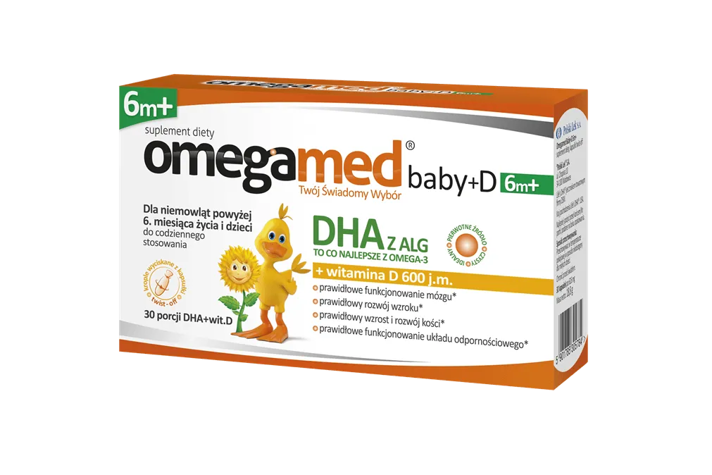 Omegamed Baby, DHA z alg + witamina D, 30 kapsułek twist-off
