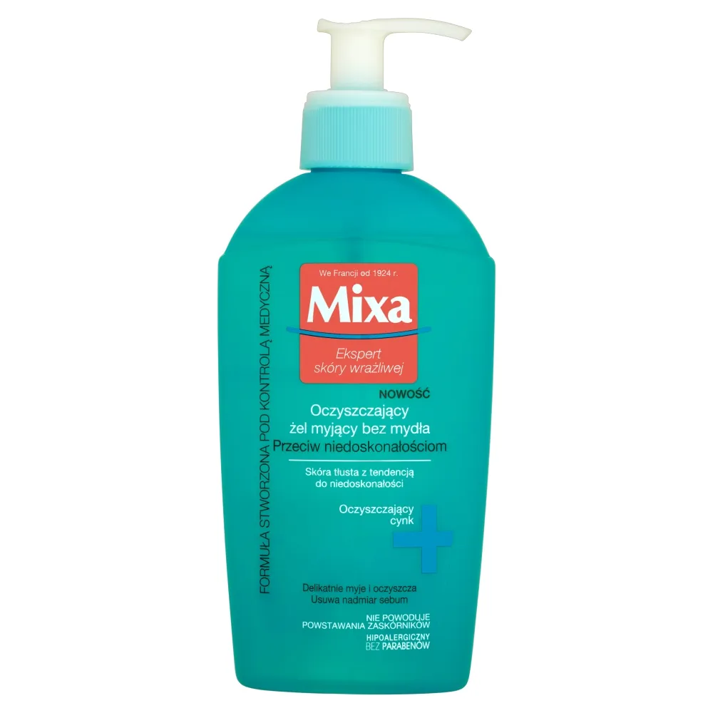 Mixa, żel oczyszczający do mycia twarzy, przeciw niedoskonałościom, 200 ml